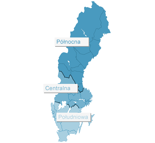 Regiony Szwecji: mapka